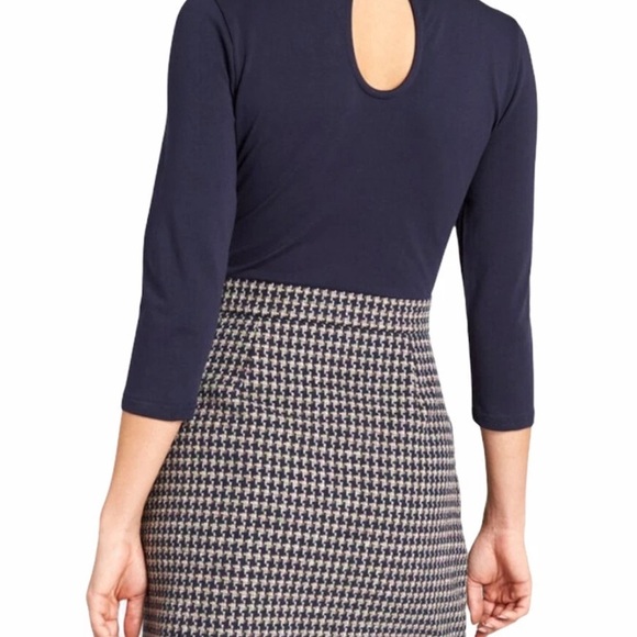 Modcloth Partners in Poise Twofer Dress Navy Tweed mod Pockets Career L - Picture 2 of 8